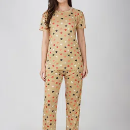 BAESD Women Printed T-shirt and Pyjamas Night suit-image-12