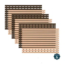 Kuber Industries 6-Pcs Brown & Beige Striped 110 GSM Bath Rugs-57