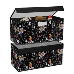 Kuber Industries Black & White 2 Pieces Printed Drawer Organisers With Transparen Lid-26