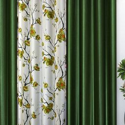 Galaxy Home Decor Green Set of 3 Floral Window Curtain-image-47