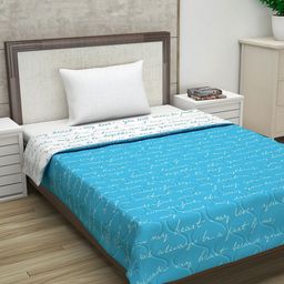 Divine Casa Turquoise Blue & White Mild Winter 110 GSM Reversible Single Bed Comforter-image-78
