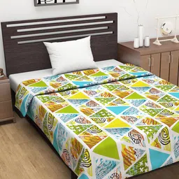 Divine Casa Green & Blue Geometric Mild Winter Cotton Reversible Single Bed Dohar-image-22
