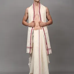 Exotic India Men Cotton Off White Dhotis-picture-56