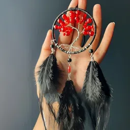 UVID ART AND CRAFT SUPPLIES Red & Black Metal Dream Catcher Wall Decor-2
