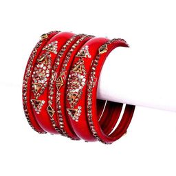 jtraditional Set Of 6 Stone-Studded Bangles-image-81