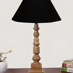 Aura Black Wood Traditional Abstract Shaped Table Lamp-image-82