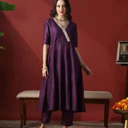 Globus Women Solid Anarkali Kurta with Trousers-picture-27