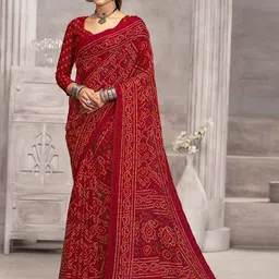 KALINI Bandhani Poly Chiffon Bandhani Saree-image-35
