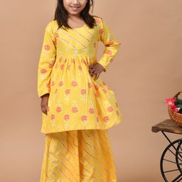 BAESD Girls Floral Printed Regular Pure Cotton Kurti with Sharara-image-53