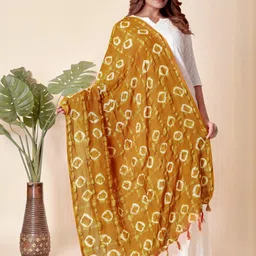 EBADAT Printed Mustard Cotton Dupatta-26