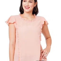 G0-4 IT Women Flutter Sleeves Ruffles Georgette Top-picture-20