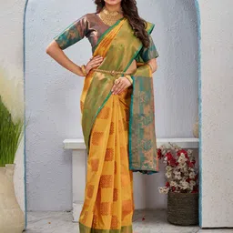 Tankori Ethnic Motifs Woven Design Zari Mysore Silk Saree-image-15