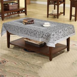 Kuber Industries White Floral Cotton 4-Seater Table Cover-34