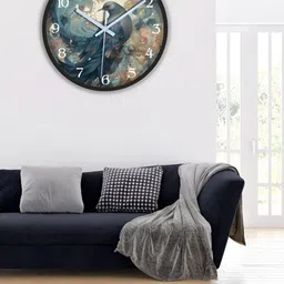 OLIVE TREE Black & Blue Printed Traditional Wall Clock-image-99