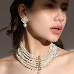 SOHI Gold Plated Stone Studded & BeadedJewellery Set-image-40