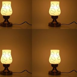 SOMIL White 4 Piece Printed Glass Cylindrical Shaped Table Lamp-image-14