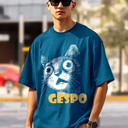THE BEETEL HOUSE Oversized Animal Printed Drop-Shoulder Sleeves Pure Cotton T-Shirt-image-90