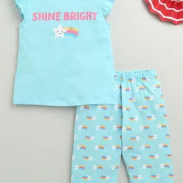 BUMZEE Girls Printed Round Neck Pure Cotton T-shirt With Capris-image-131