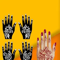 ORDERSHOCK Set Of 2 Mehndi Stencil Sticker-picture-15
