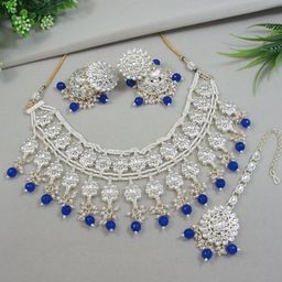 I Jewels Gold Plated Kundan & Pearl Traditional Jewellery Set-picture-8