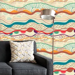 ArtzFolio Printed UV-Resistant Anti-Bacterial Waves DrawingPeel & Stick Wallpaper-image-41
