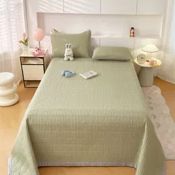 JC HOME Green & Grey Geometric 162 TC Double Bed Superking Bed Cover Set-image-87