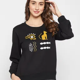 Clovia Women Printed Fleece Pullover Cotton Sweatshirt-picture-22