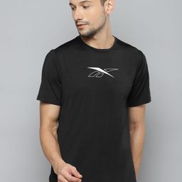 Reebok Men Black & White Brand Logo Printed Slim Fit T-shirt-picture-55