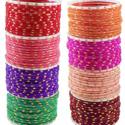 ZULKA Set Of 106 Polka Dots Glass Bangles-39