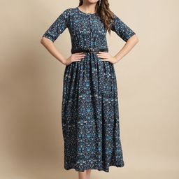 Metronaut Floral Print Fit & Flare Midi Dress-image-76