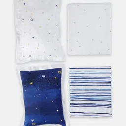 THE BABY TRUNK Blue & White Quirky Cotton 4 Piece Crib Superfine Bedding Set-19