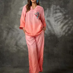 Phulkari Forever Pure Silk Embroidered Round Neck Top & Trousers Co-Ords Set-picture-26