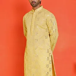 Jompers Men Geometric Embroidered Sequinned Kurta-49