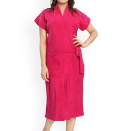 POORAK Women Pink Solid Bath Robe-image-35