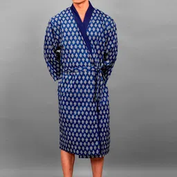 HANDICRAFT PALACE Men Floral Printed Pure Cotton Bath Robe-image-14