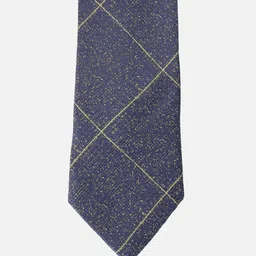 Louis Philippe Men Blue & Gold-Toned Checked Broad Tie-picture-4