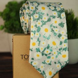 Tossido Men Cream-Coloured & Yellow Printed Broad Tie-image-11