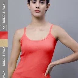 FBAR Pack Of 2 U-Neck Bio Wash Pure Cotton Camisoles-image-8
