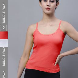 FBAR Pack Of 2 U-Neck Pure Cotton Bio Wash Camisoles-image-91