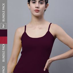 FBAR Pack Of 2 U-Neck Bio Wash Pure Cotton Camisoles-image-83