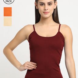 Friskers Women Pack Of 3 Solid Non-Padded Camisoles-image-91