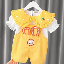INCLUD Girls Embroidered Cotton Dungarees with Top-image-28