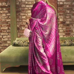 Mitera Pink & White Tie and Dye Saree-picture-15