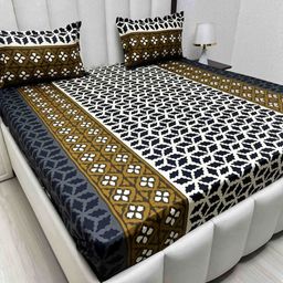 Pure Decor Velar Sib Brown Geometric Printed Cotton 330 TC King Bedsheet Set 2.74 x 2.74 m-image-86