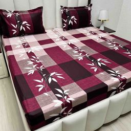 Pure Decor Velar Sib Purple Floral Printed Cotton 380 TC King Bedsheet Set 2.74 x 2.74 m-image-11