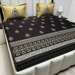 Pure Decor Brown & White Ethnic Motifs 260 TC Cotton King Bedsheet Set 2.74 m x 2.74 mrs-image-80