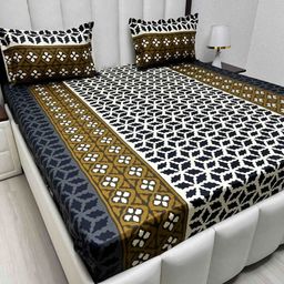 Pure Decor Velar Sib Brown Floral Printed Cotton 300 TC King Bedsheet Set 2.74 x 2.74 m-image-83