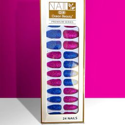 CHRONEX Set Of 24 Glitter Reusable Press On Nail Extensions image 1