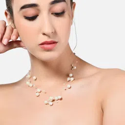 Zaveri Pearls White & Silver-Plated Layered Necklace-image-56
