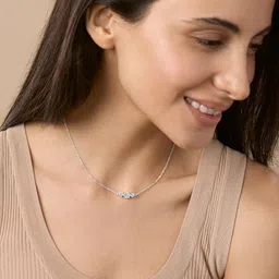 MINUTIAE Silver-Plated Stones-Studded Pendant Necklace With Chain-picture-1